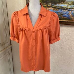 Entro Orange Blouse with Braided Detail
